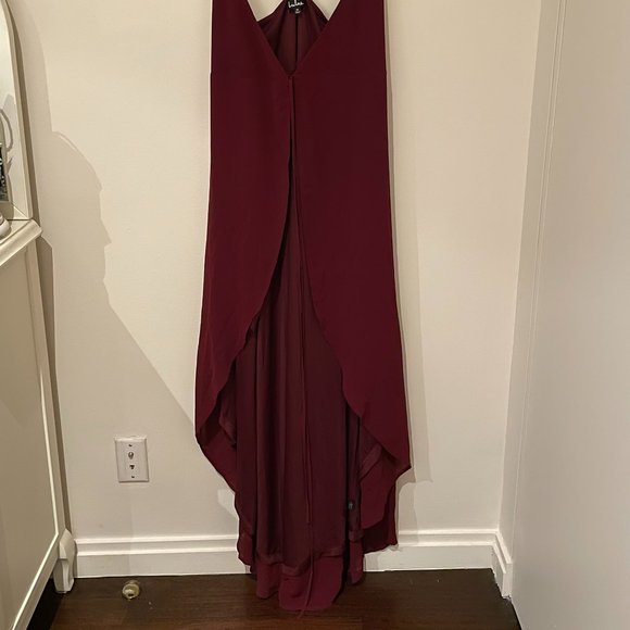 NEW Lulu's Here's to Us Burgundy High-Low Wrap Dress Size Medium - Picture 6 of 15